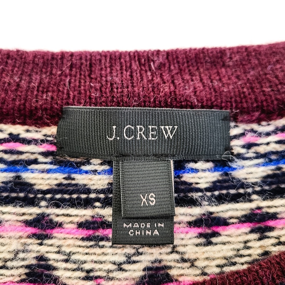 J Crew Sequin Fair Isle Lambswool Sweater Womens XS Nordic Multicolor - Picture 5 of 9
